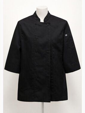 Chef Works Black Men’s Chef Jacket Long Sleeve French Cuff Size S EUC